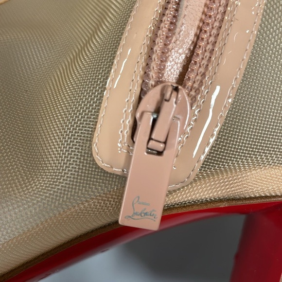 CHRISTIAN LOUBOUTIN Women's Checkypoint Mesh Ankle Boots Size EU 40 In Beige - Picture 7 of 9